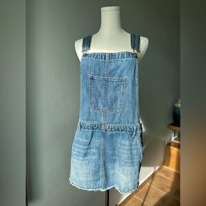 Hollister Blue Denim Overall Mini Dress Y2K Vintage 100% Cotton